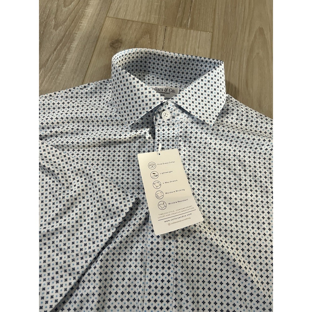Collars and Co Dress Collar Polo Featherweight Geometric Size M